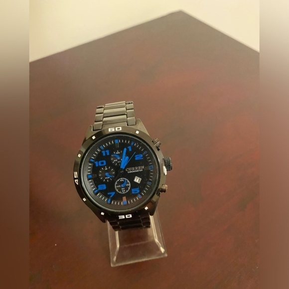 Men's Black and Blue Curren Chronometer Watch - Picture 1 of 3